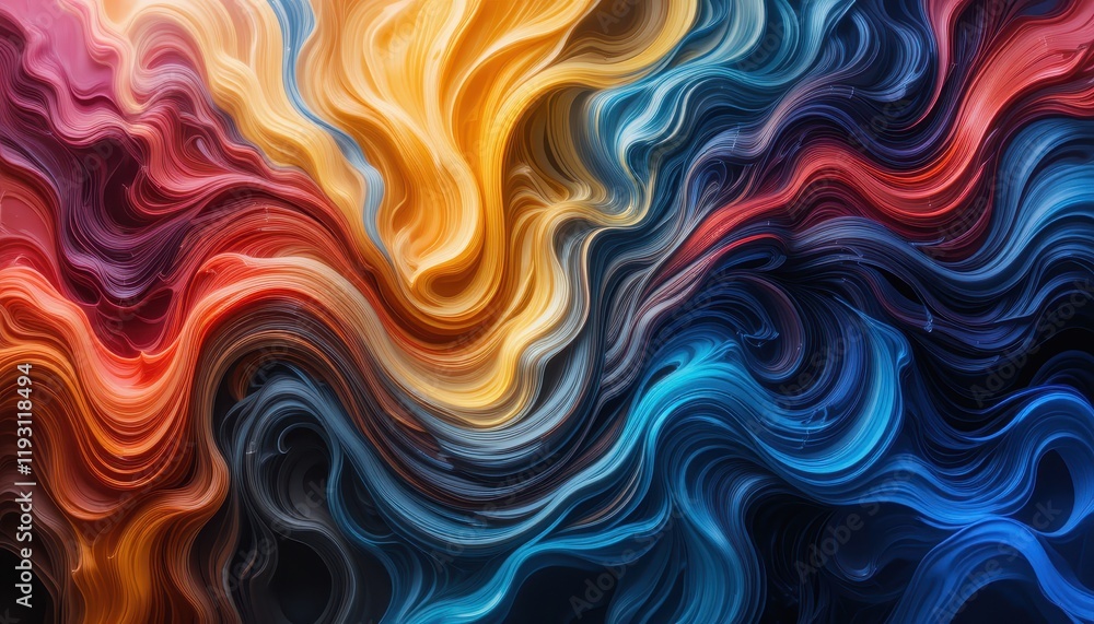 Abstract Colorful Swirling Waves of Paint Abstract Colorful Swirling Waves of Paint