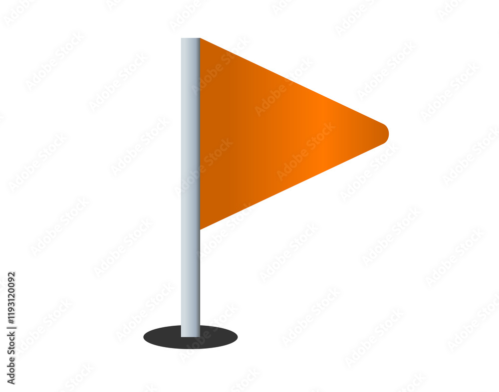 Triangular gradient orange flag icon with silver pole Triangular gradient orange flag icon with silver pole