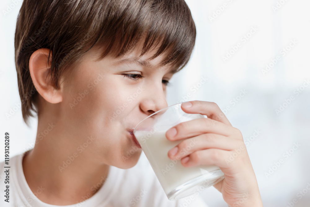 Cute baby drinking milk at home and smiling Cute baby drinking milk at home and smiling