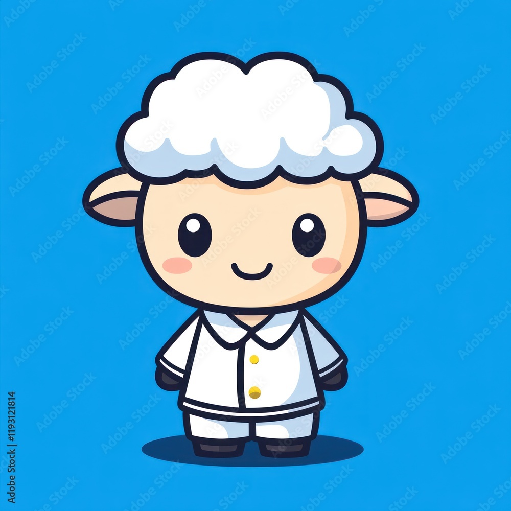 Cute sheep in pajamas, sleeping, cartoon, illustration, children's book Cute sheep in pajamas, sleeping, cartoon, illustration, children's book
