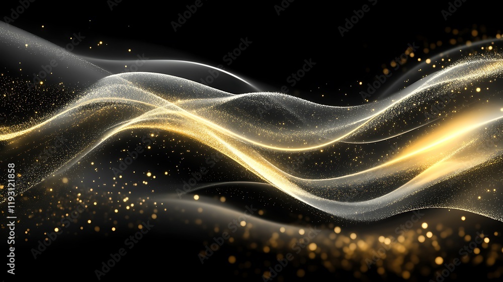 Obraz premium Golden wave abstract background, shimmering particles. Use website banner