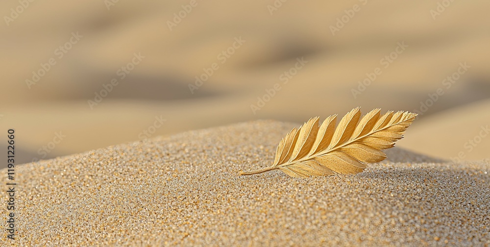 Dry leaf on sand dune, desert background, nature image Dry leaf on sand dune, desert background, nature image