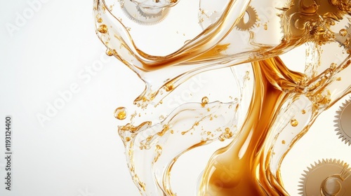 Engine oil splashing with metal gears, lubrication and automotive maintenance concept