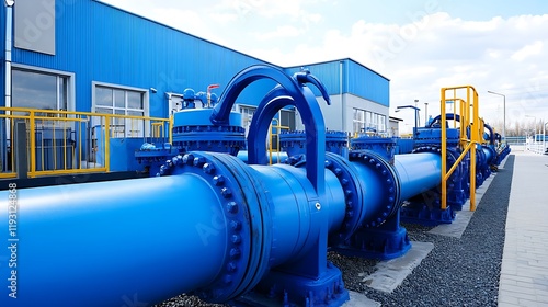 Wallpaper Mural Industrial Blue Pipeline System: Modern Water Infrastructure Torontodigital.ca