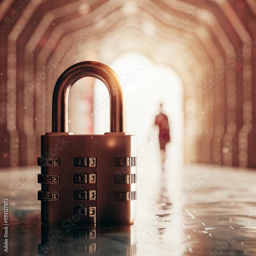 lock on a code. Abstract lock  numeral background, Cyber Security Background