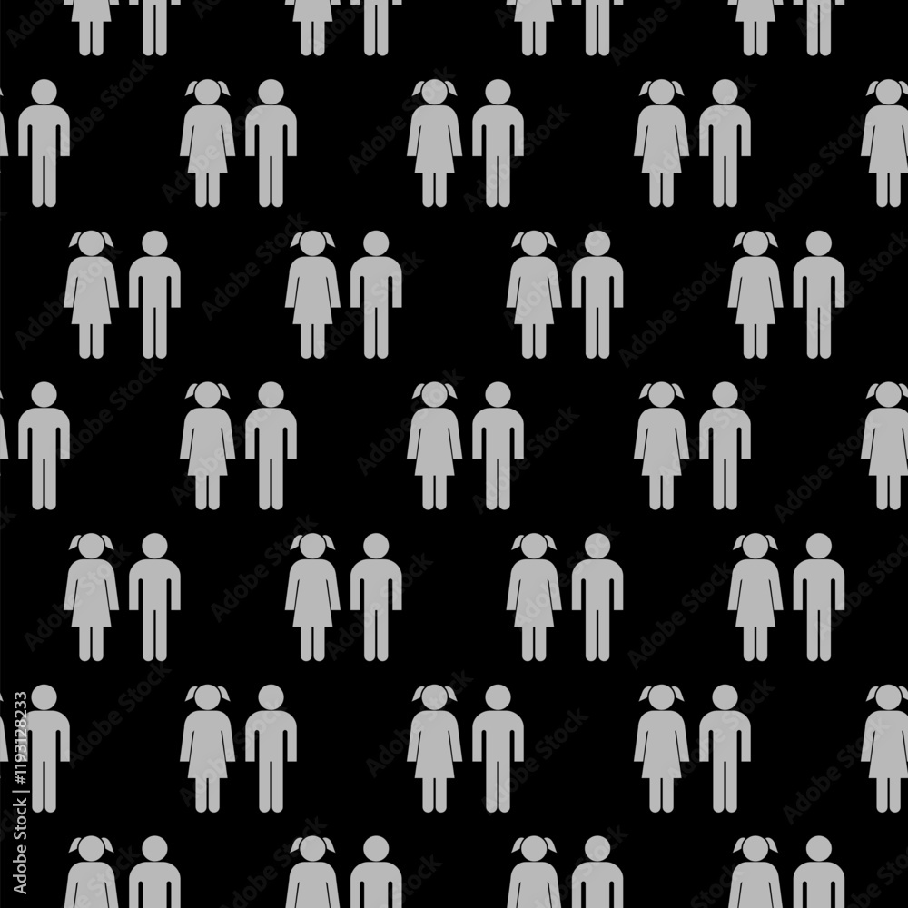 Boy and girl icon pattern seamless isolated on black background Boy and girl icon pattern seamless isolated on black background