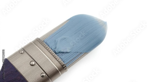 A close-up shot of a paint brush with bristles, handle and ferrule isolated on a white background, paint brush, DIY, hobby photo