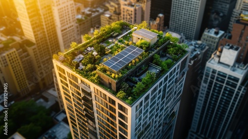 Green Rooftop Cityscape: Sustainable Urban Living