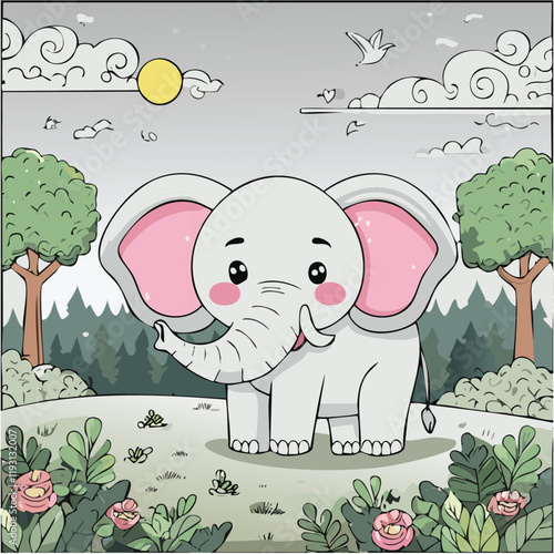 Whimsical elephant Illustration for Children’s Design