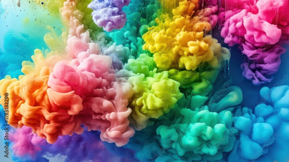 Obraz premium Colorful smoke clouds creating dynamic, vibrant abstract art for modern design and artistic inspiration