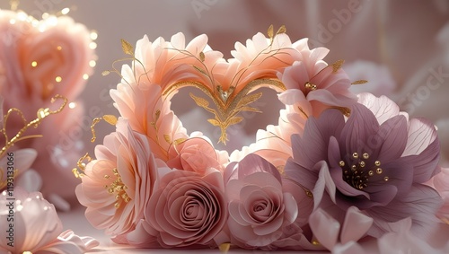 Elegant Heart-Shaped Floral Arrangement with Gold Accents for Romantic Occasions