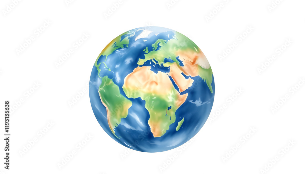 Planet Earth isolated on white background. Hand drawn watercolor illustration. Space object, smooth light Planet Earth isolated on white background. Hand drawn watercolor illustration. Space object, smooth light