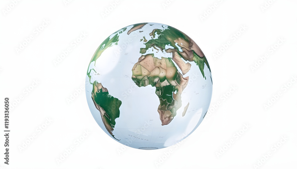 Naklejka premium Globe illustration on transparent background, realistic, with white tones