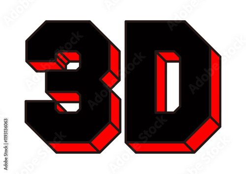Angular Red and Black 3D Letter Design
