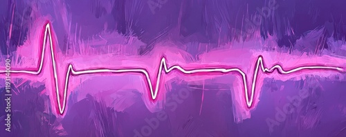 Flat style red heartbeat pulse line art concept on canvas photo