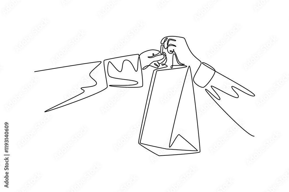 Obraz premium Outdoor street market concept. Single line draw design vector graphic illustration.