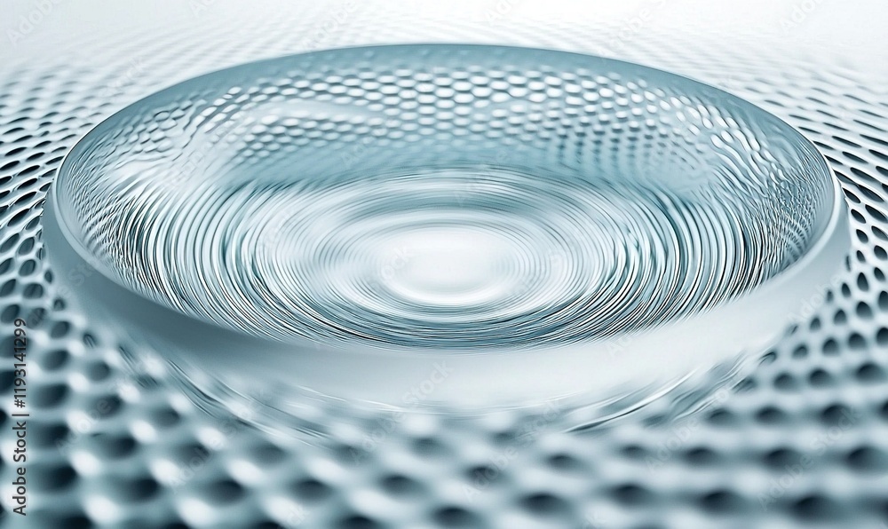 Obraz premium Glass lens ripple effect on patterned background, ideal for science or tech projects