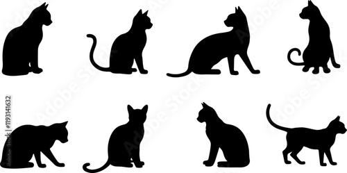A cat silhouettes pet animals graphics set