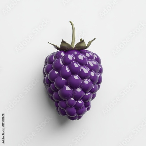 Fresh blackberry with shiny plump drupelets on a white background highlighting its rich purple-black color photo