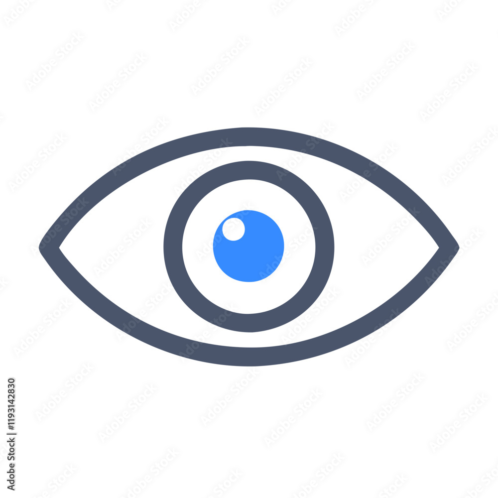 Eye icon graphic design with blue iris on white background Eye icon graphic design with blue iris on white background
