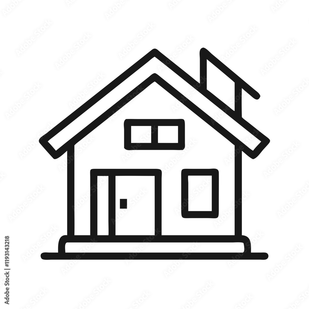 House Icon in simple design with black outline House Icon in simple design with black outline