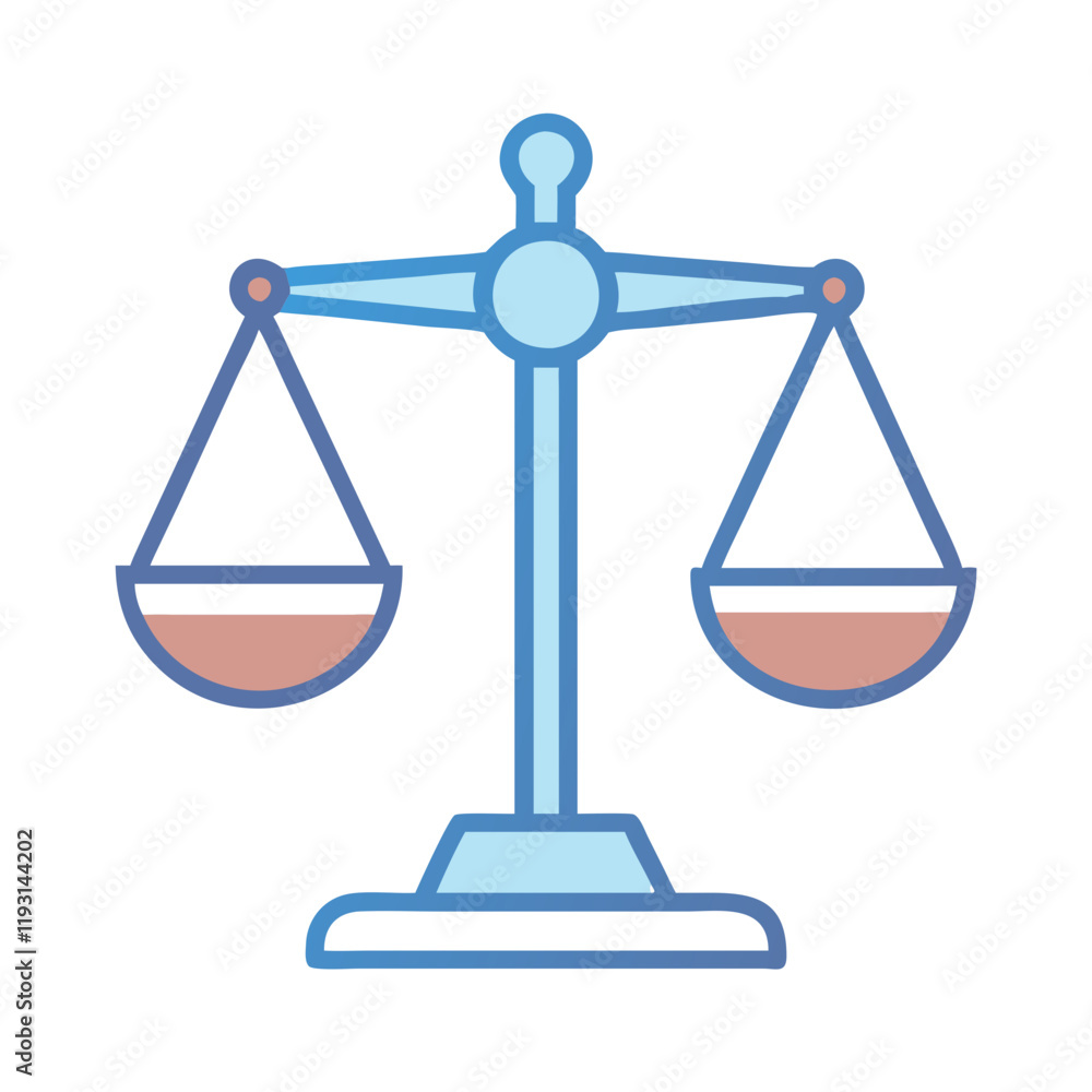 Scales Of Justice Icon in minimalistic design with soft colors Scales Of Justice Icon in minimalistic design with soft colors