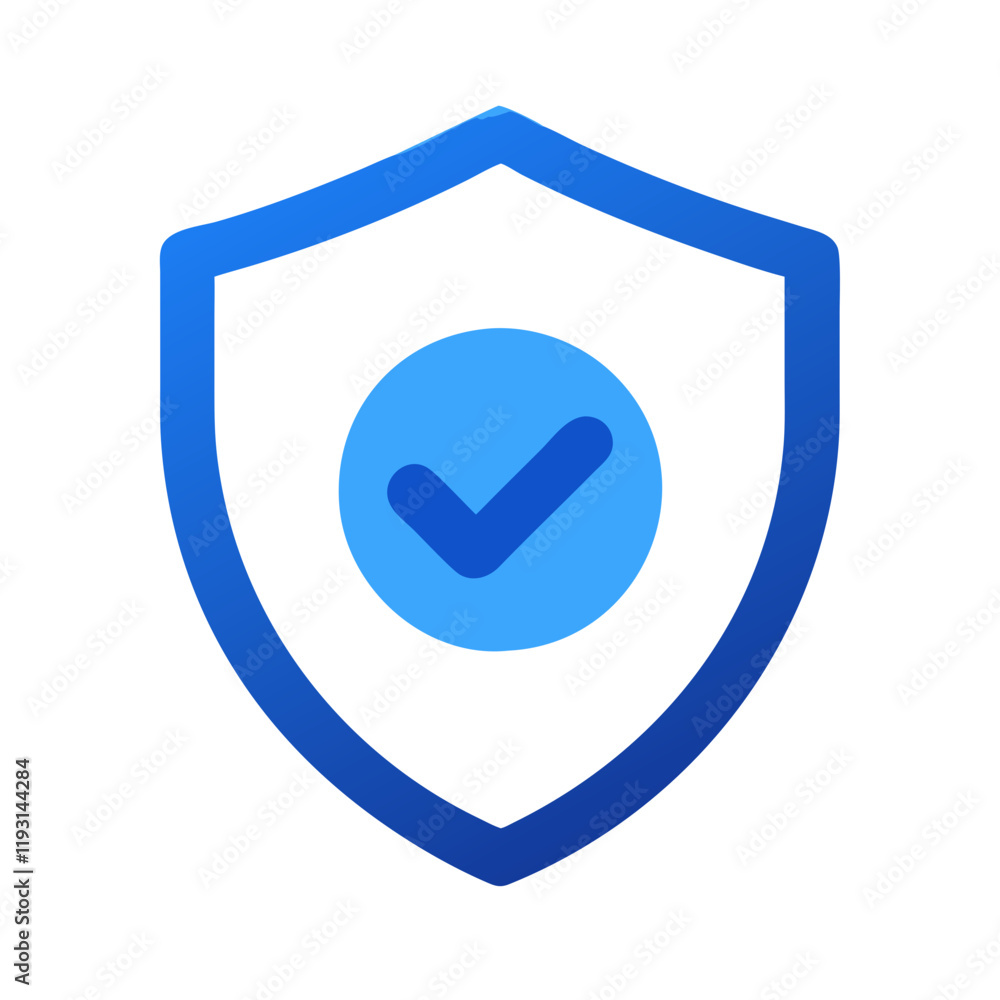Shield Check Icon on blue shield background Shield Check Icon on blue shield background