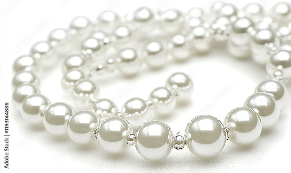 Pearl necklace strands on white background, ideal for jewelry or fashion themes Pearl necklace strands on white background, ideal for jewelry or fashion themes