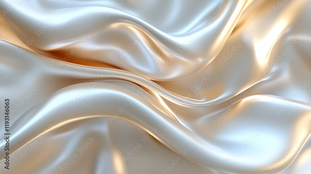 Fototapeta premium Elegant ivory silk fabric drapes. Luxurious textile background for design