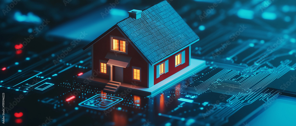Smart home technology banner. Concept of Internet of Things. Automation and Cybersecurity of the Internet of Things of house. Smart home technology banner. Concept of Internet of Things. Automation and Cybersecurity of the Internet of Things of house.