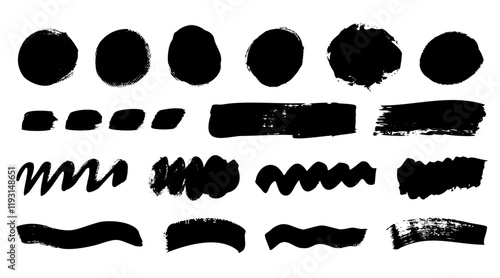 Vector Paint Brush Splash Set Grunge Stroke