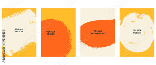 Brushstrokes grunge abstract colorful frames set