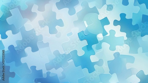 A calming abstract design featuring light blue hues and autism awareness icons.