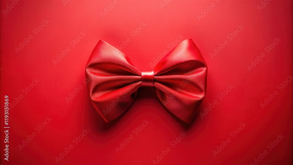 A vibrant red satin ribbon bow on a rich red background; perfect for elegant festive designs A vibrant red satin ribbon bow on a rich red background; perfect for elegant festive designs