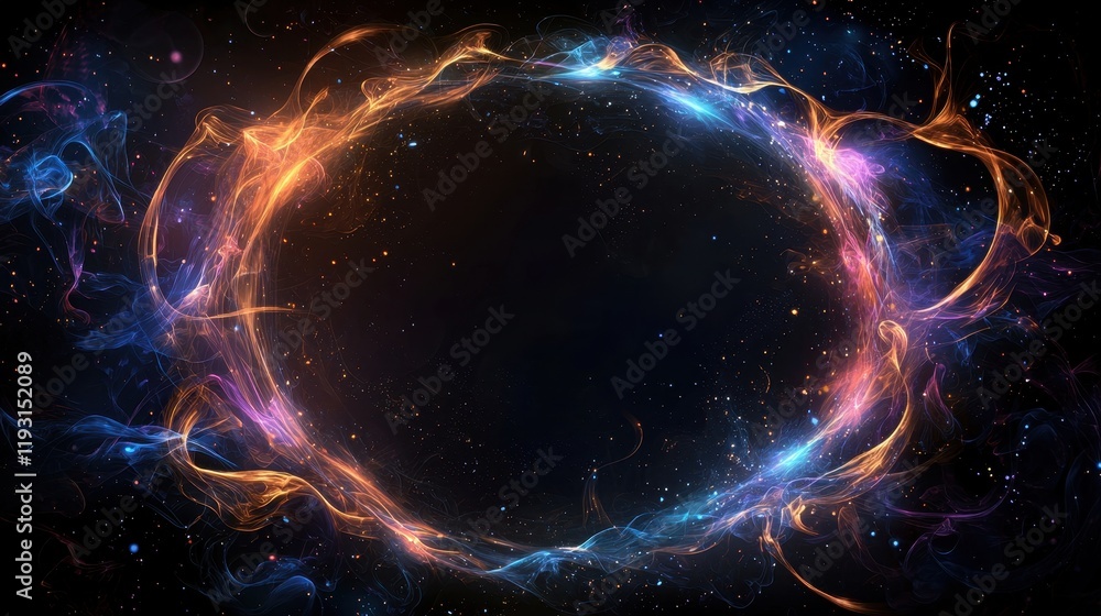 Mystical Fantasy Border with Artistic Touches and Ethereal Colors in a Starry Background Mystical Fantasy Border with Artistic Touches and Ethereal Colors in a Starry Background