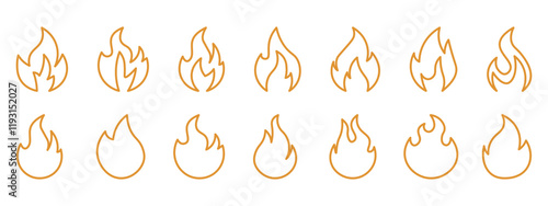 Fire  icons .Fire icon collection.Flat  style.Vector illustration.