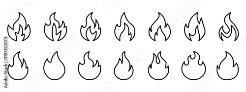 Fire  icons .Fire icon collection.Flat  style.Vector illustration.