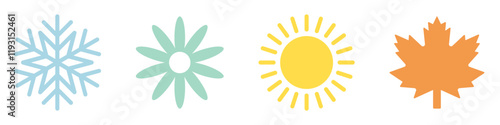 Four seasons icons . Winter spring summer fall collection.Flat style.Vector illustration.