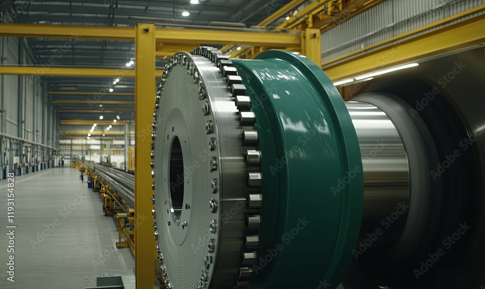 Fototapeta premium Industrial pipe manufacturing process in factory with machinery and equipment