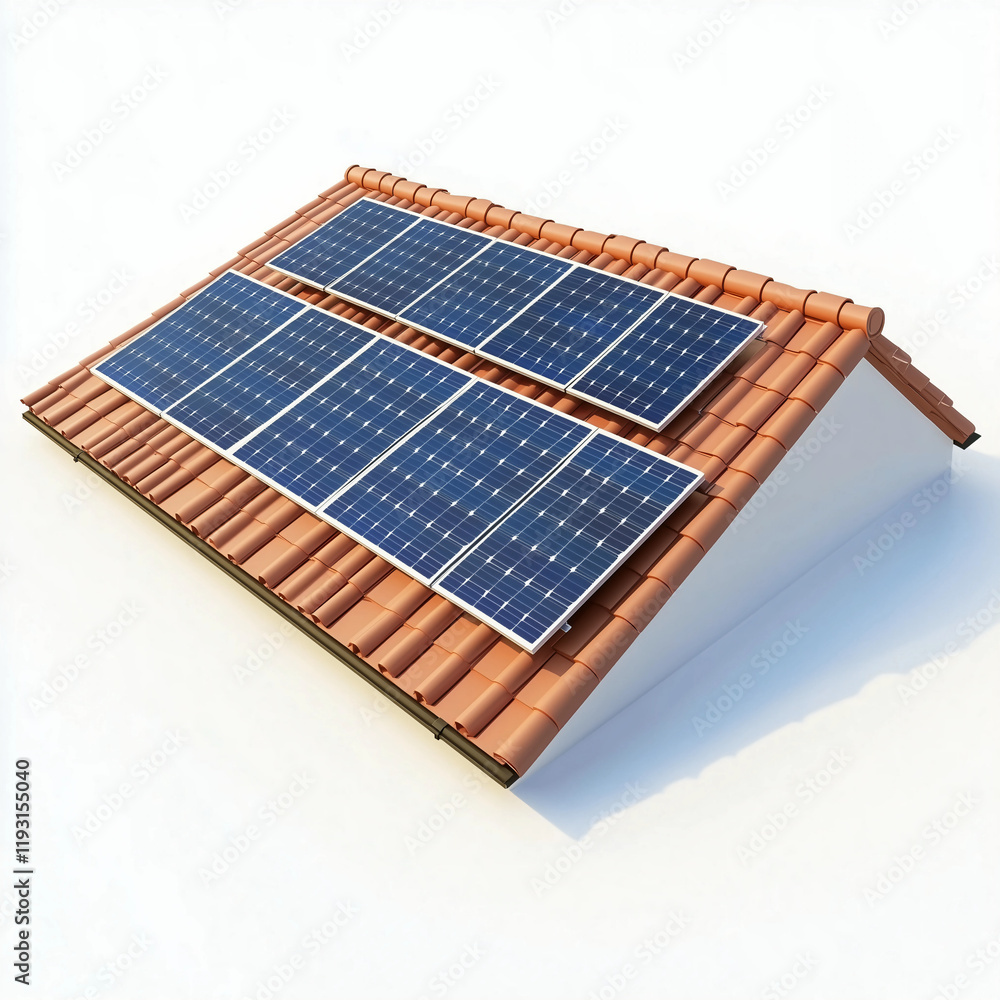 Solar panels installed on a tiled roof showcasing renewable energy in a residential setting