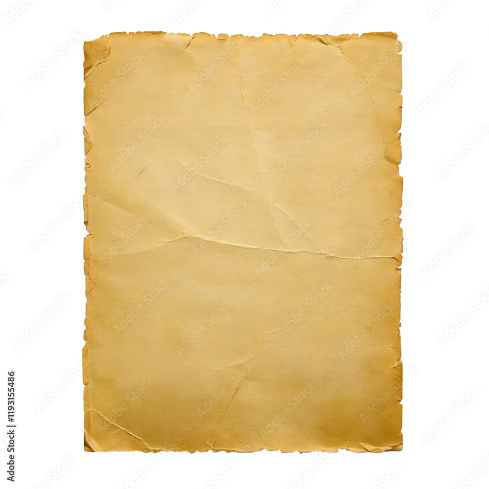 Old crumpled yellow paper isolated on a transparent background; PNG Old crumpled yellow paper isolated on a transparent background; PNG