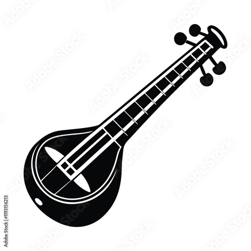 Sarangi vector silhouette isolated on white  photo