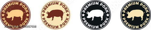Premium pork Badge Design with Retro Style in Multiple Colors