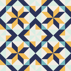 Crédence de cuisine Styles patrons Géométrie rétro bleu jaune minimaliste  © Slanapotam