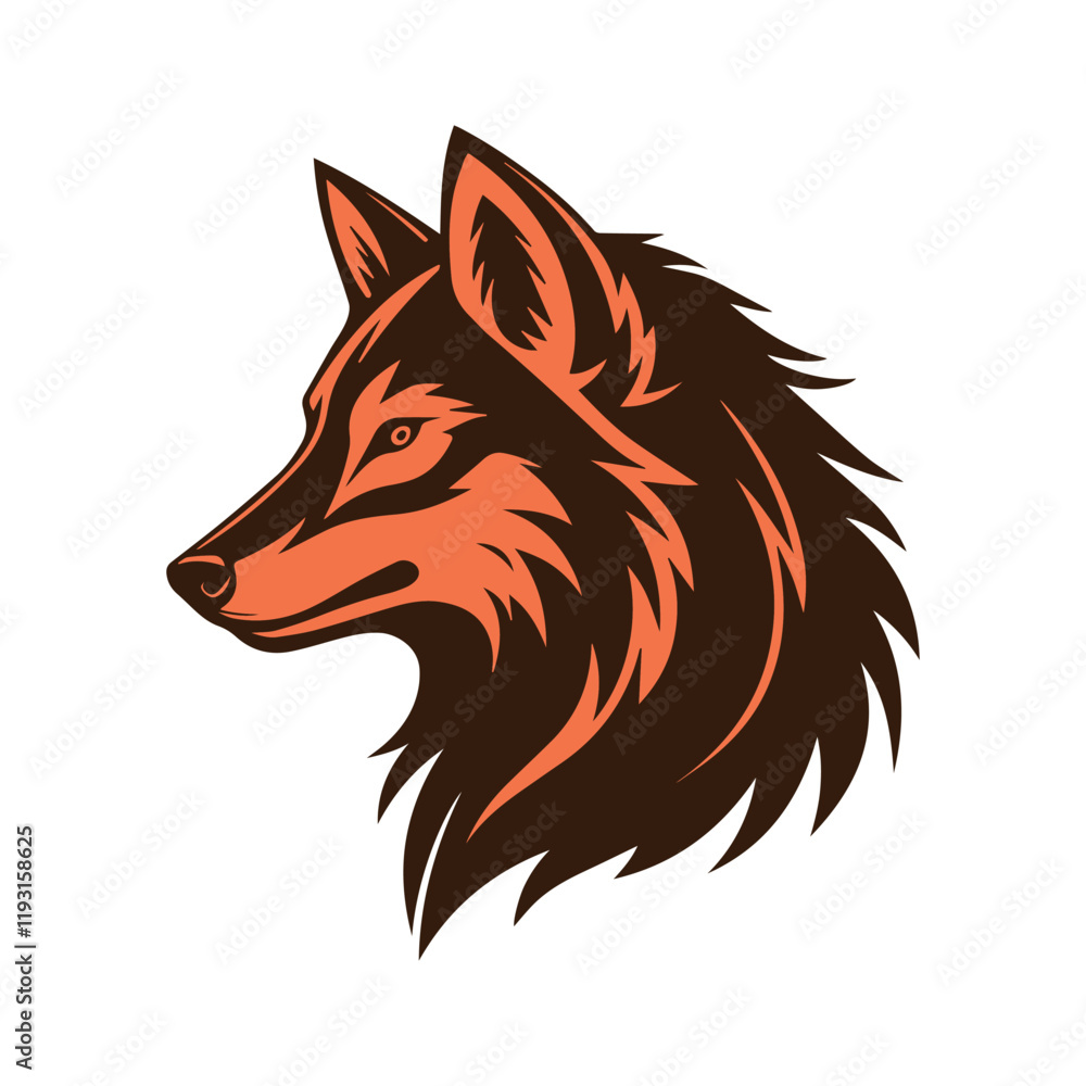 Obraz premium A Wolf Head Illustration Silhouette is a striking, artistic depiction of a wolf's head rendered as a silhouette. This design emphasizes the wolf's distinct features, such as its sharp ears.
