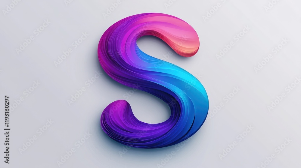 Colorful 3D letter S, abstract swirl design. Colorful 3D letter S, abstract swirl design.