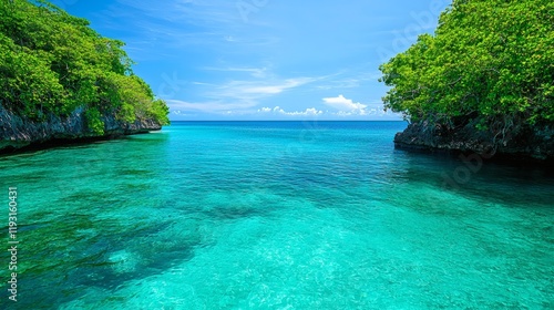 Wallpaper Mural Tranquil tropical inlet with mangroves and serene waters Tropical Stock Photo with side copy space Torontodigital.ca