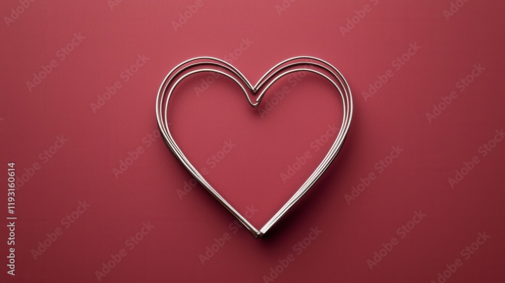 A metallic heart-shaped cookie cutter rests on a deep red background, symbolizing love and creativity in baking. A metallic heart-shaped cookie cutter rests on a deep red background, symbolizing love and creativity in baking.
