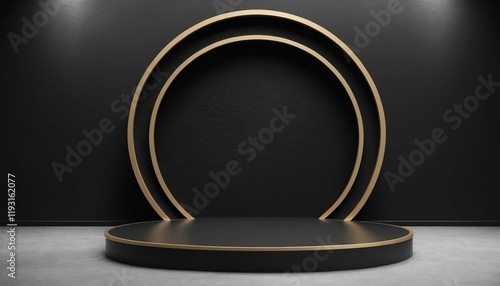 Wallpaper Mural Small circular podium on wide modern black texture Torontodigital.ca