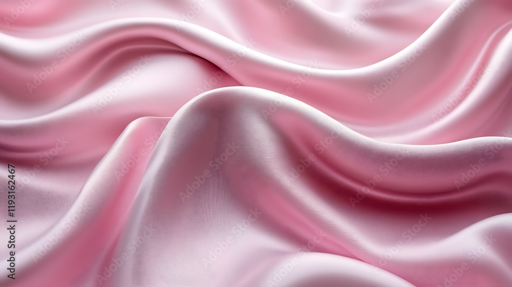 Obraz premium Pink silk fabric drapes, elegant texture, soft folds, luxurious background, ideal for fashion or beauty